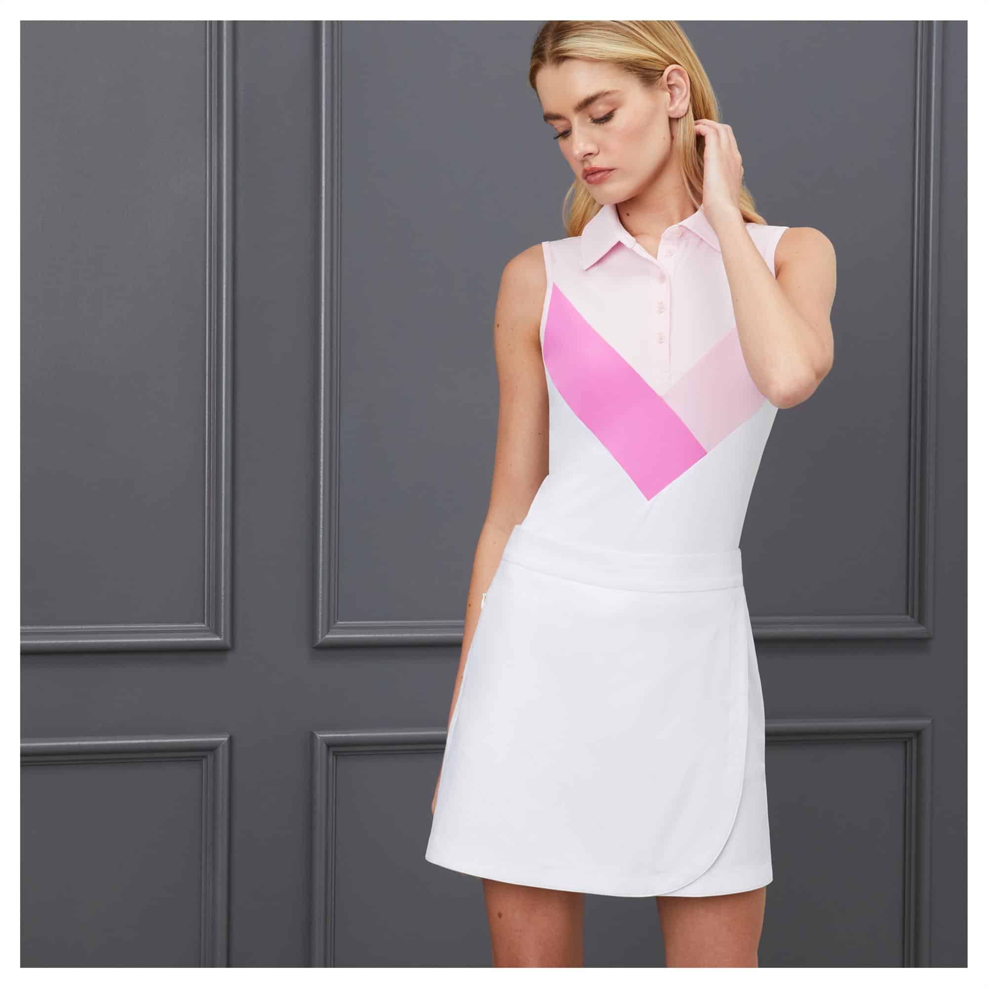 Ladies G/FORE Multi V Sleeveless Polo Blush